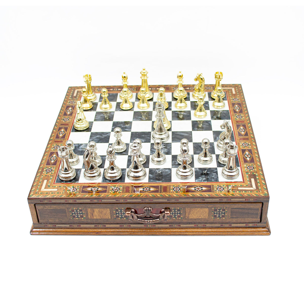 Kişiye Özel Kırmızı Satranç Takımı, Çekmeceli, 32/38 cm